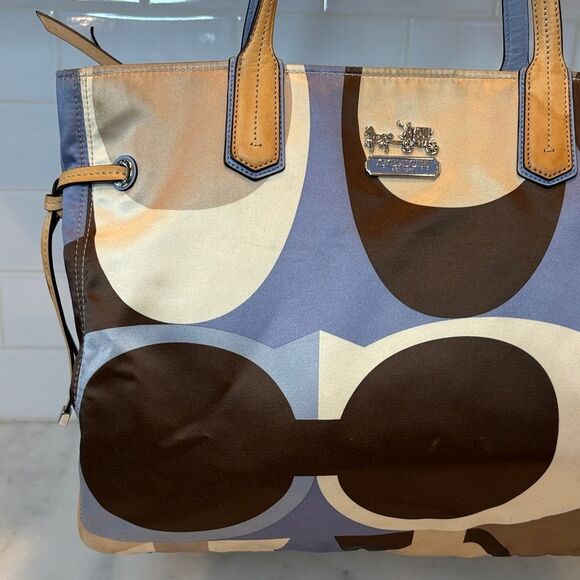 Coach Bag Purse Handbag Charlie Chelsea Sateen Scarf Print Colorful Tote Bag - Picture 2 of 16